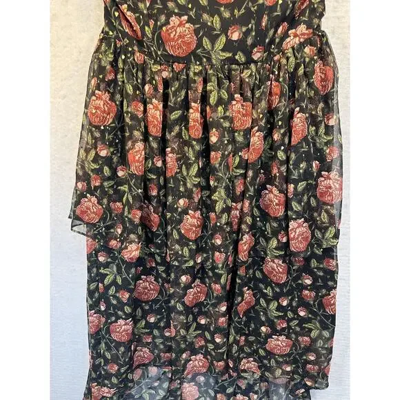 Forever Unique‎ Strapless Witchygoth Fairy Prom Dress Maxi Sheer Roses Size 8 - Picture 3 of 10